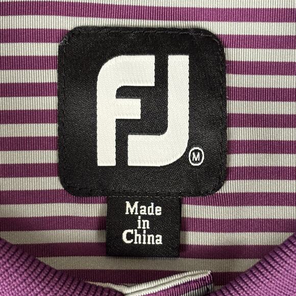 Footjoy West Chester Country Club Polo Golf Shirt Men's Medium Striped Purple - Picture 5 of 9